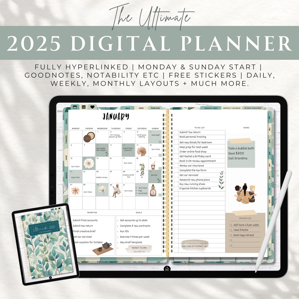 2025 Ultimate Life Planner in Blue Floral Worthy Gal