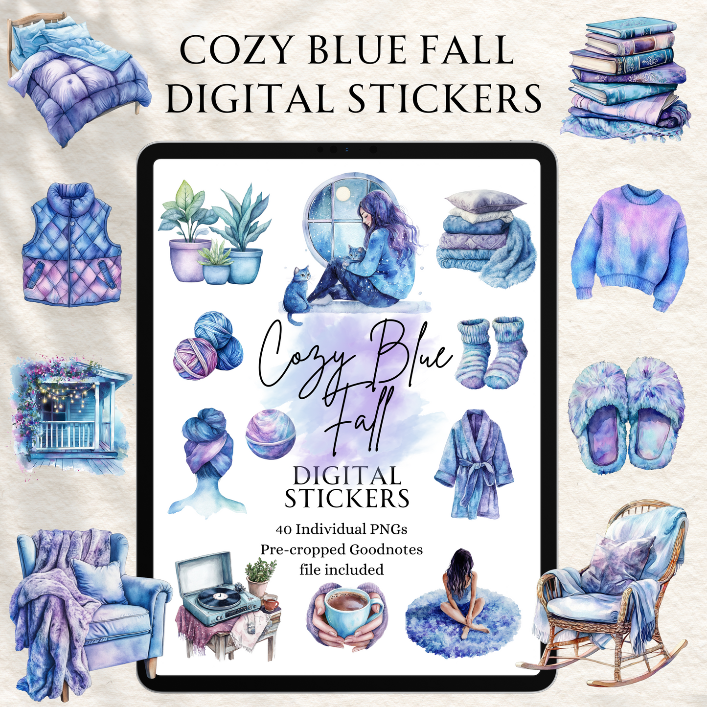 Cozy Blue Fall Stickers