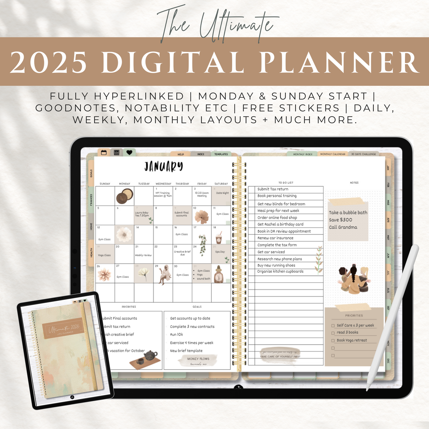 2025 Ultimate Life Planner in Abstract Blush Neutral