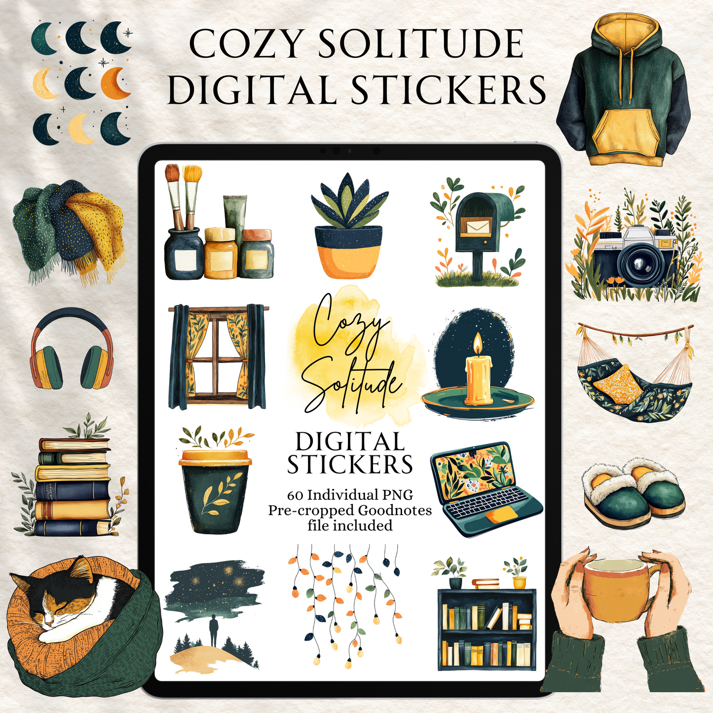 Cozy Solitude Digital Stickers