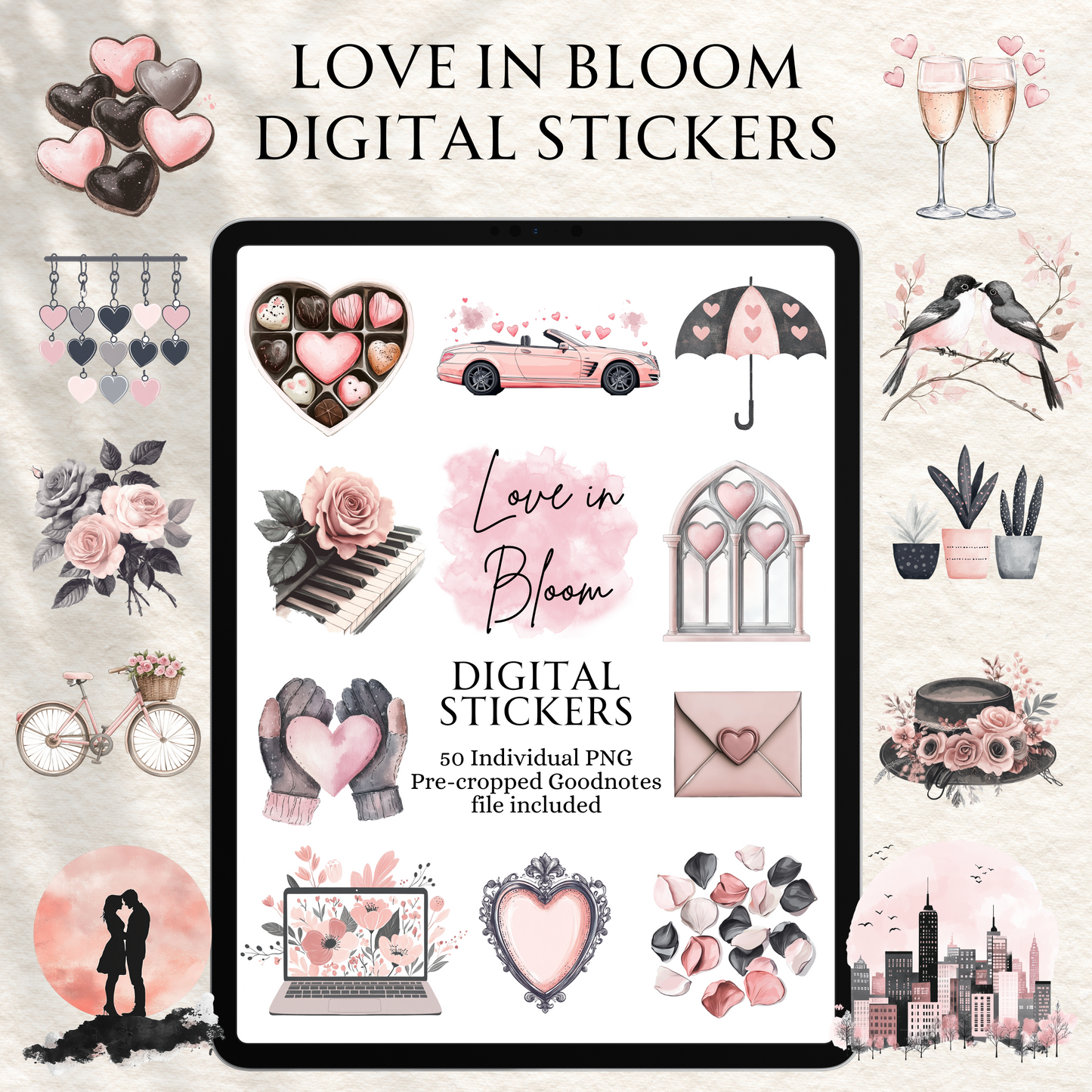 Love in Bloom Digital Stickers