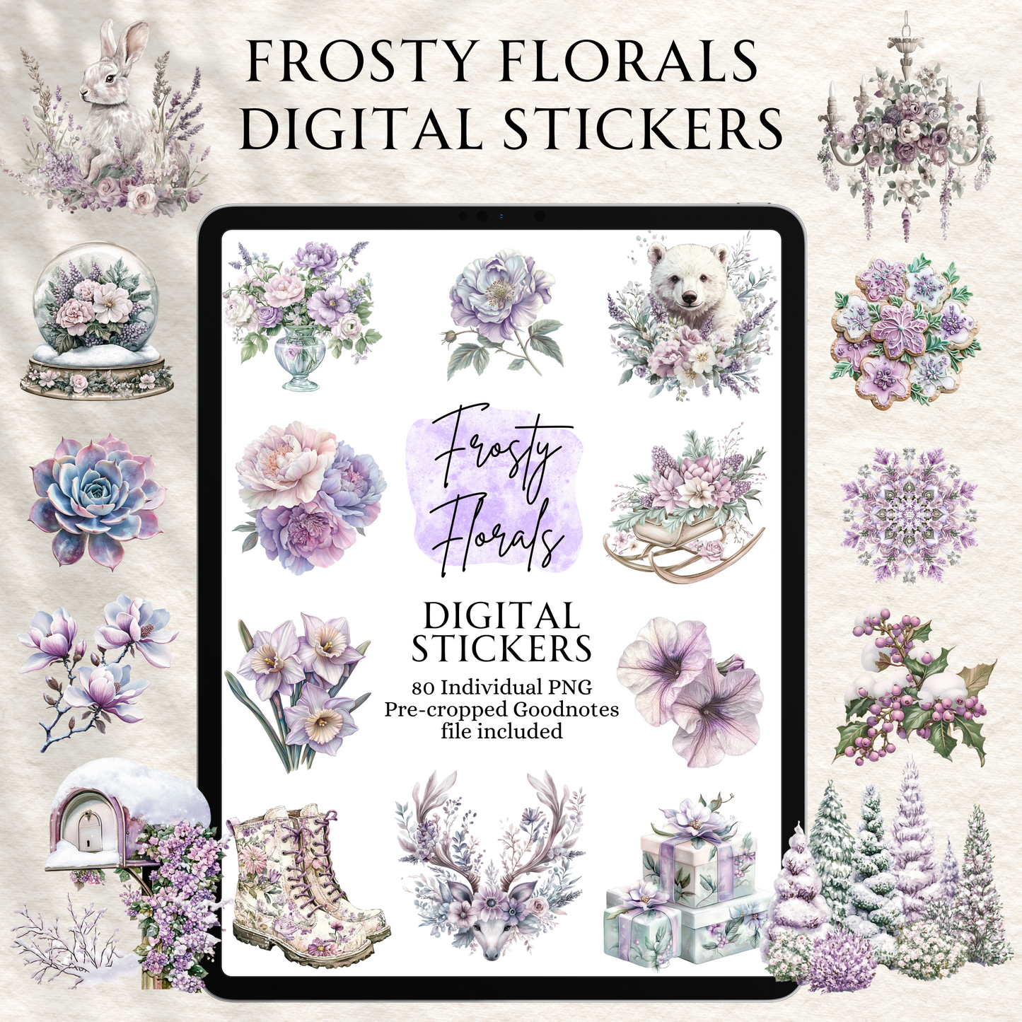 Frosty Florals Digital Stickers