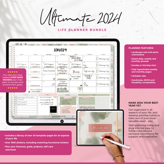 2024 Ultimate Life Planner in Pink Sage