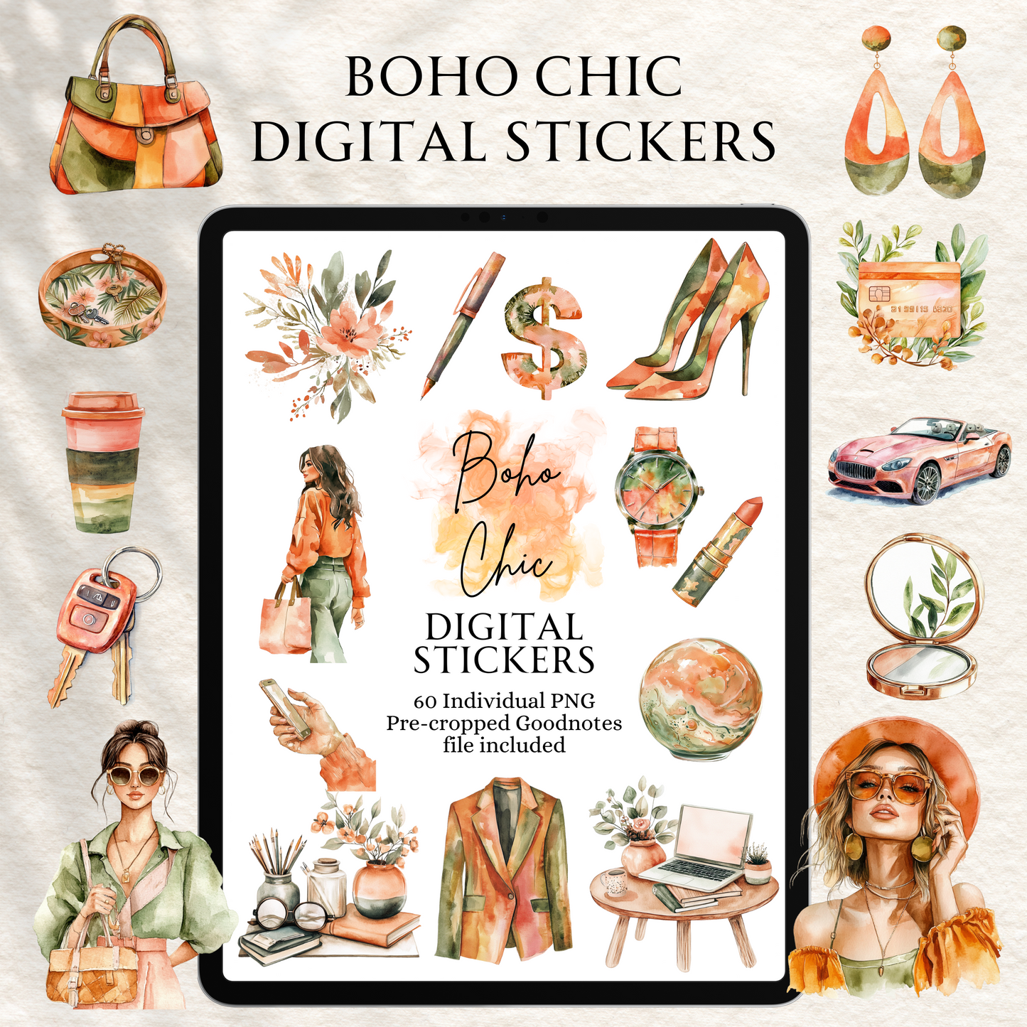 Boho Chic Digital Stickers