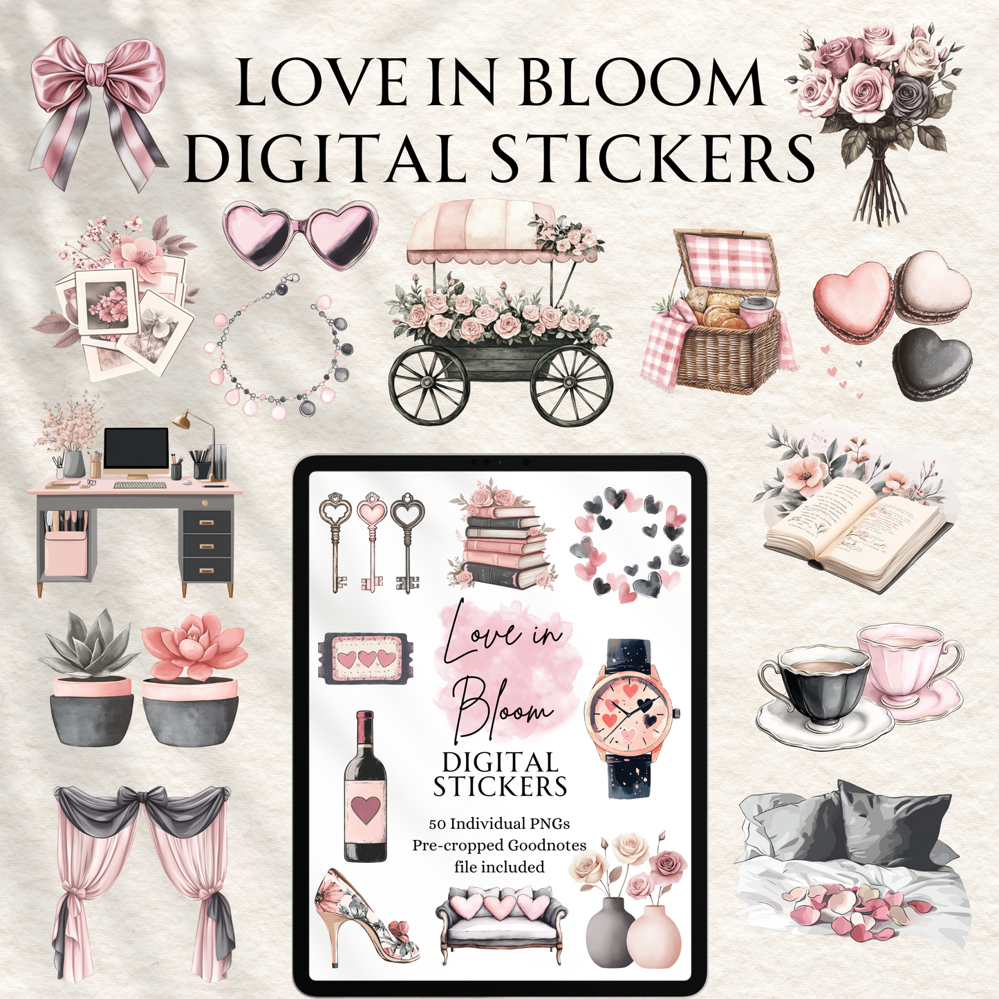 Love in Bloom Digital Stickers