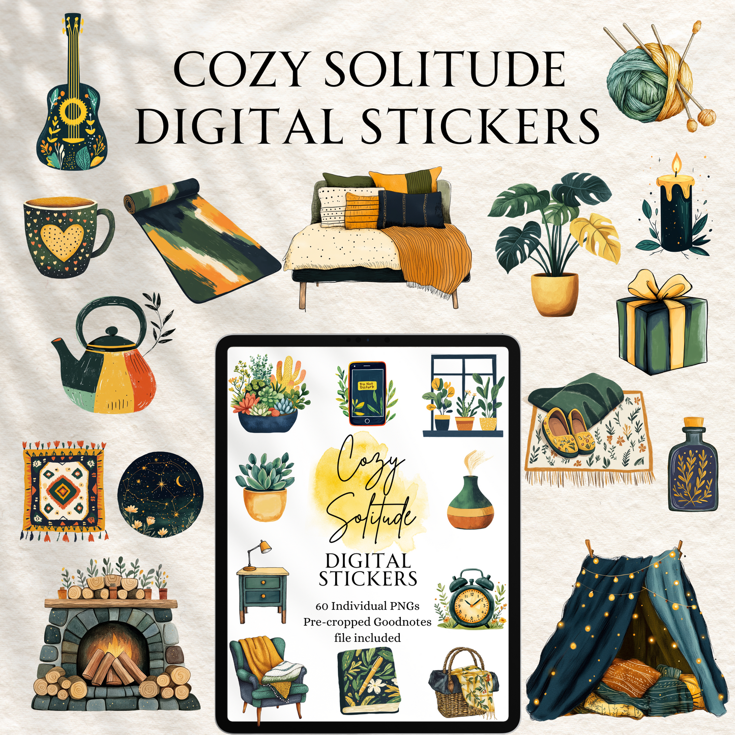 Cozy Solitude Digital Stickers