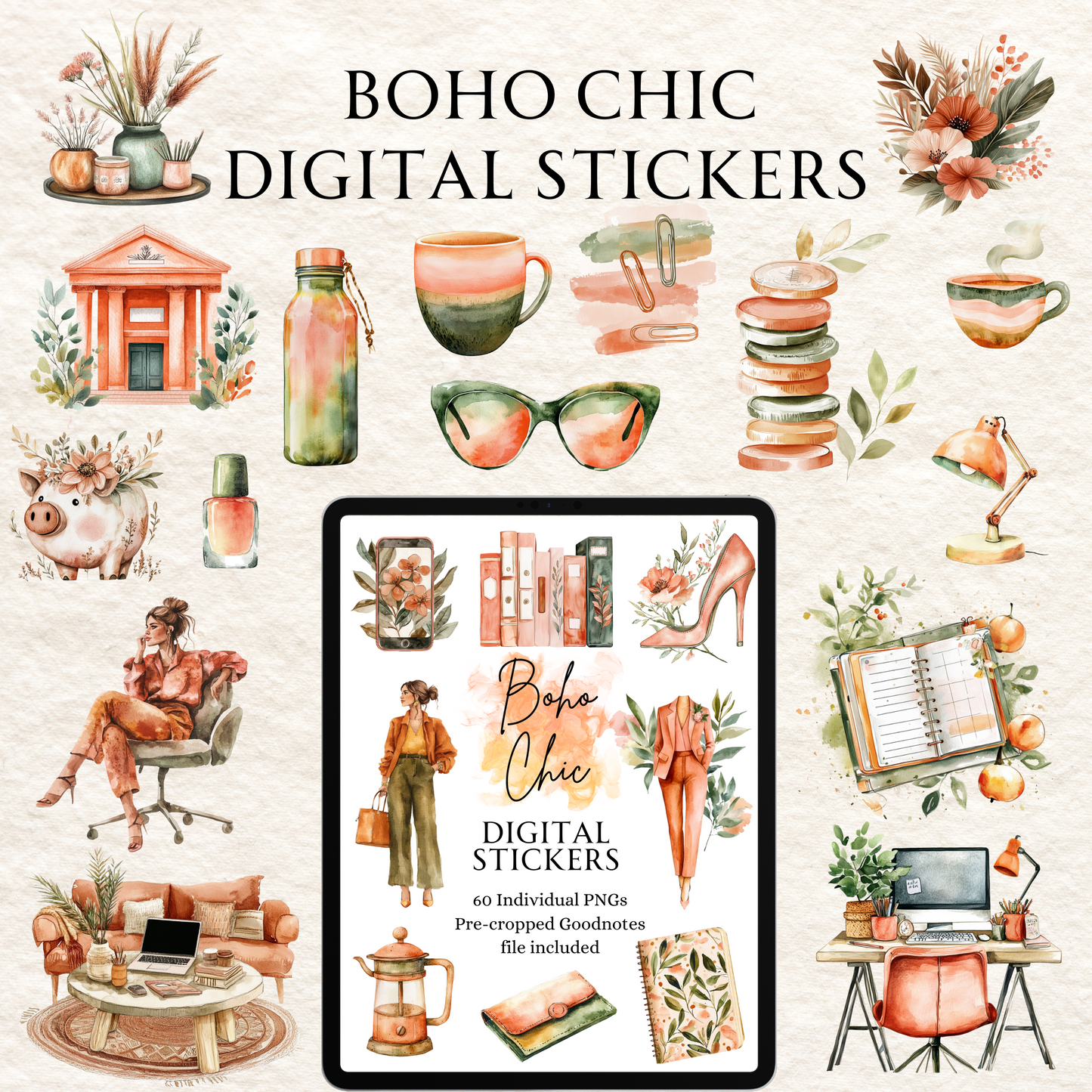 Boho Chic Digital Stickers