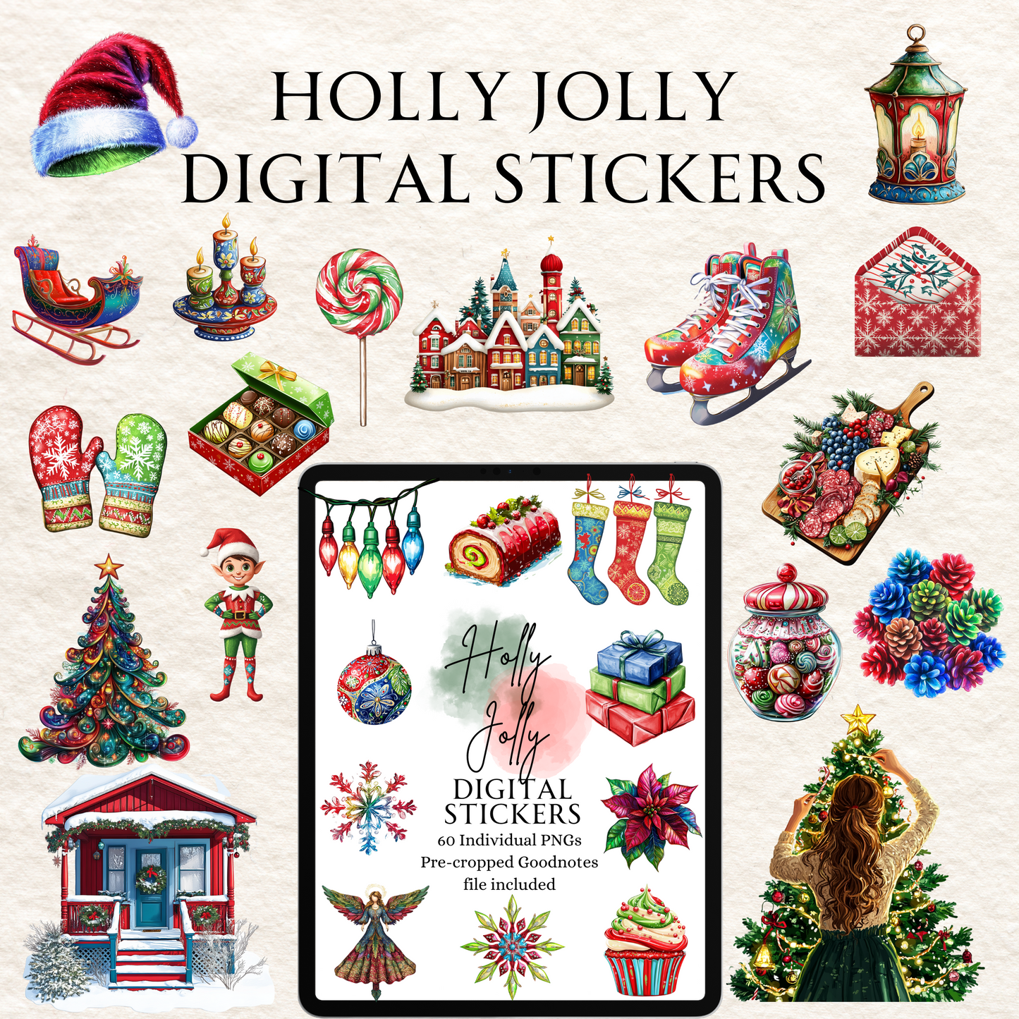 Holly Jolly Digital Stickers