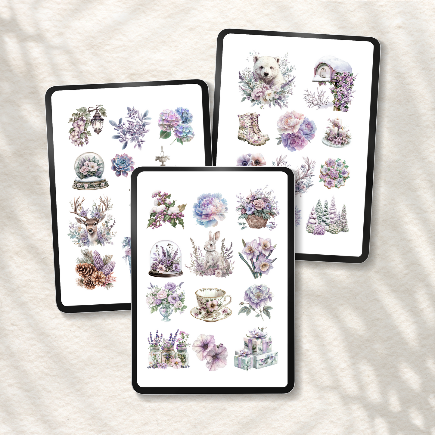 Frosty Florals Digital Stickers