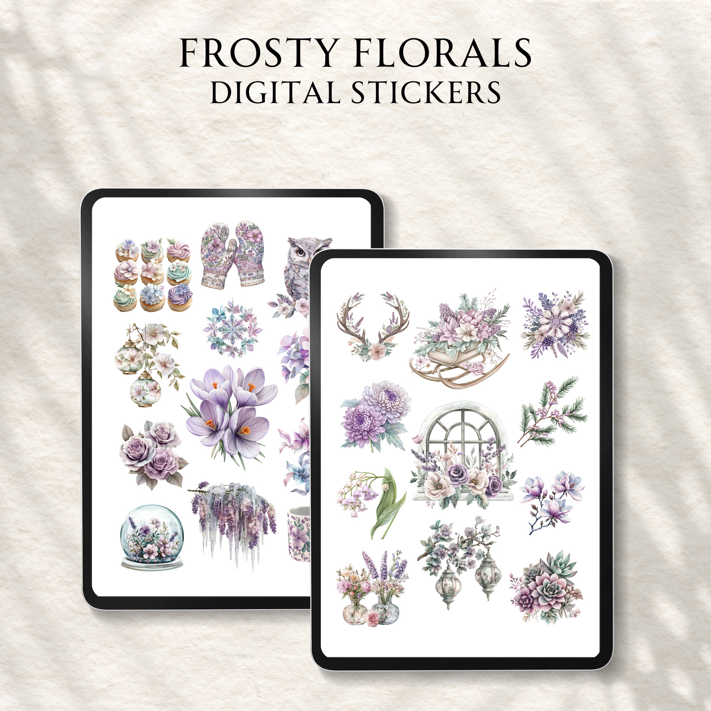 Frosty Florals Digital Stickers