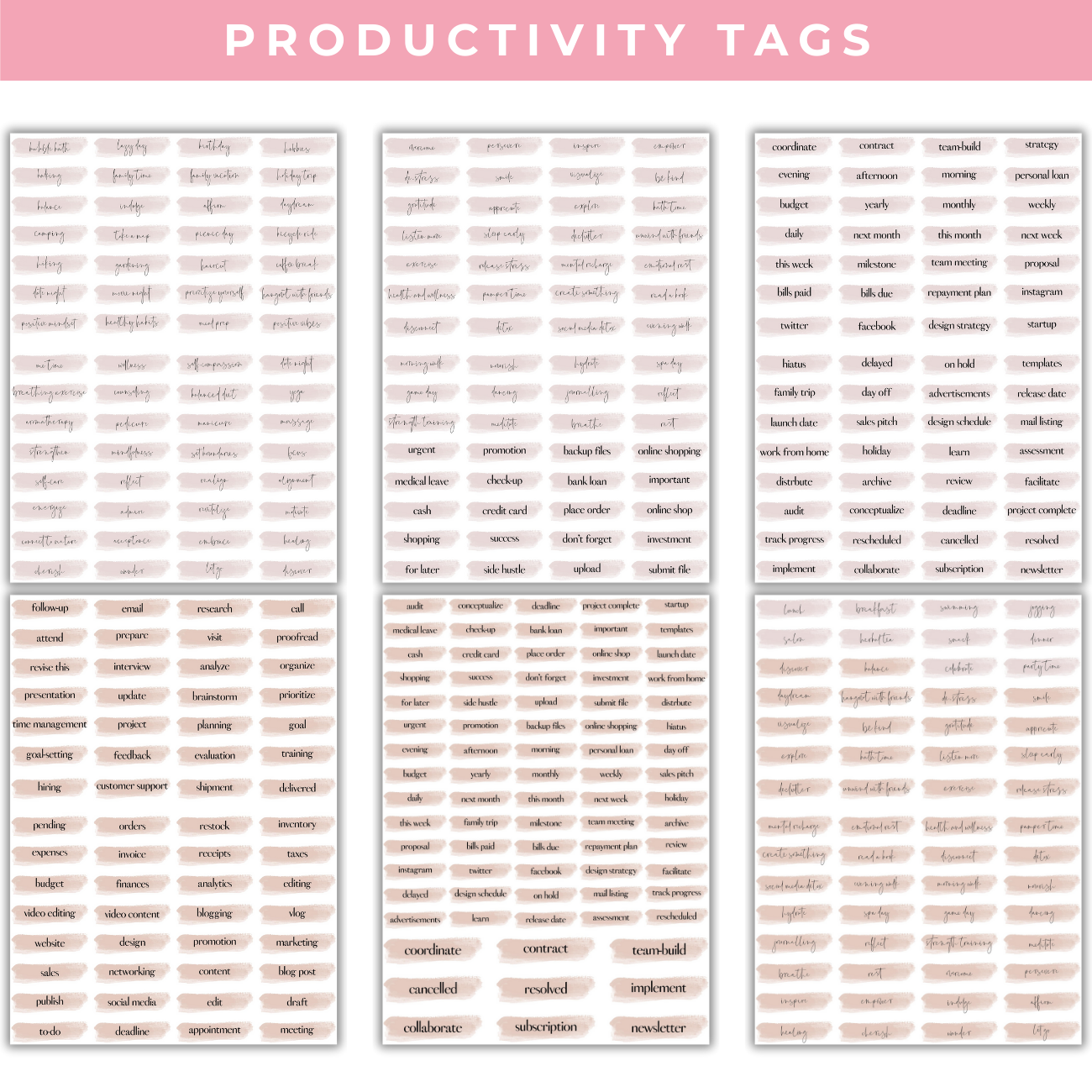 Productivity Tags Digital Stickers