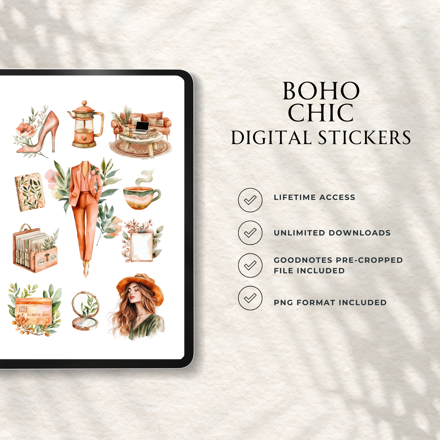 Boho Chic Digital Stickers