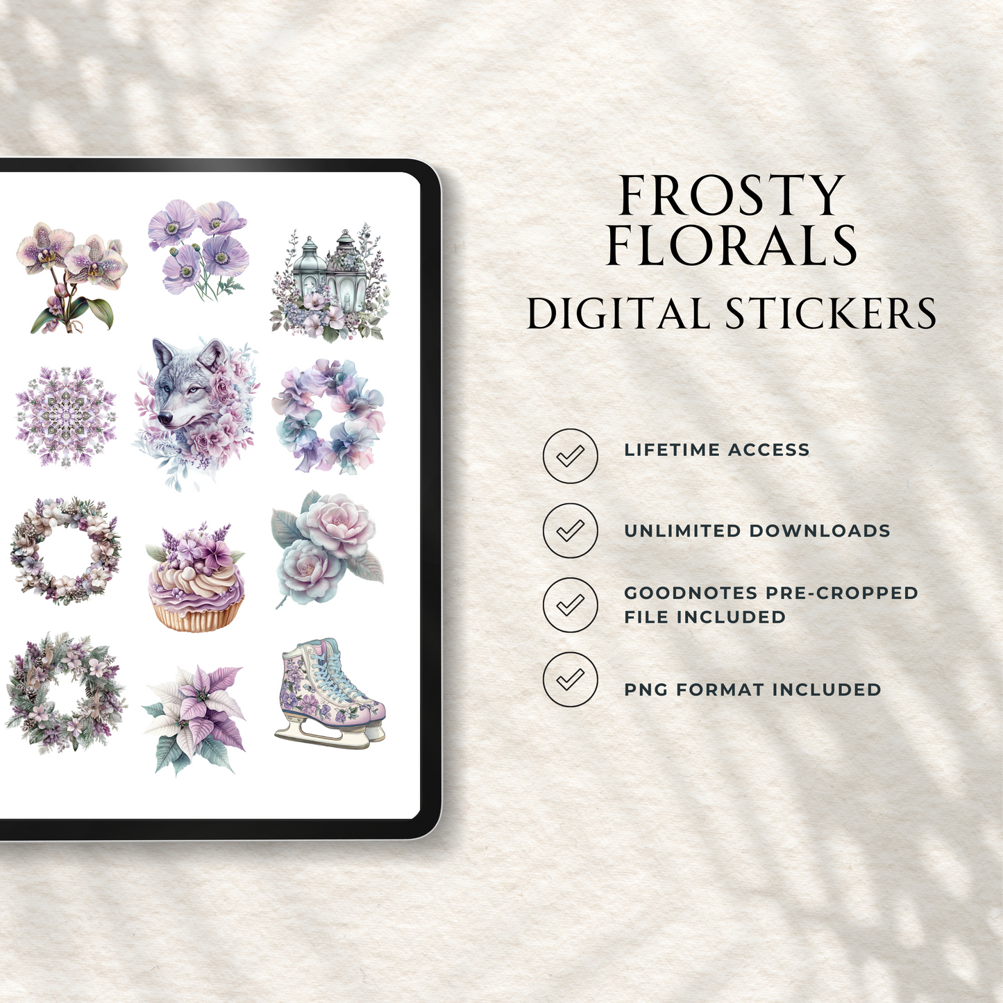 Frosty Florals Digital Stickers