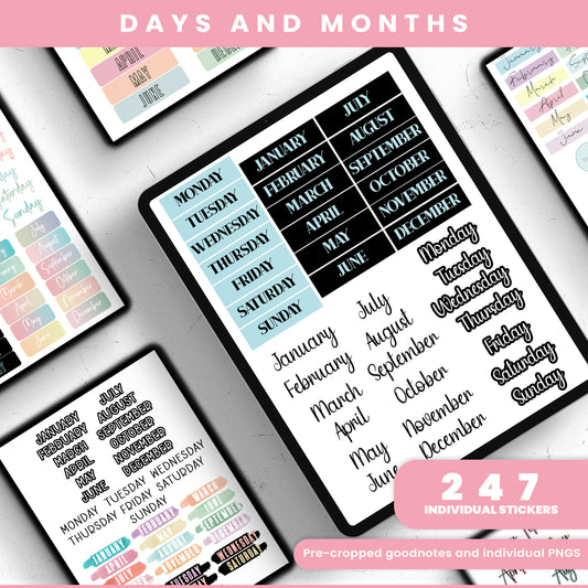 Days and Months Digital Stickers