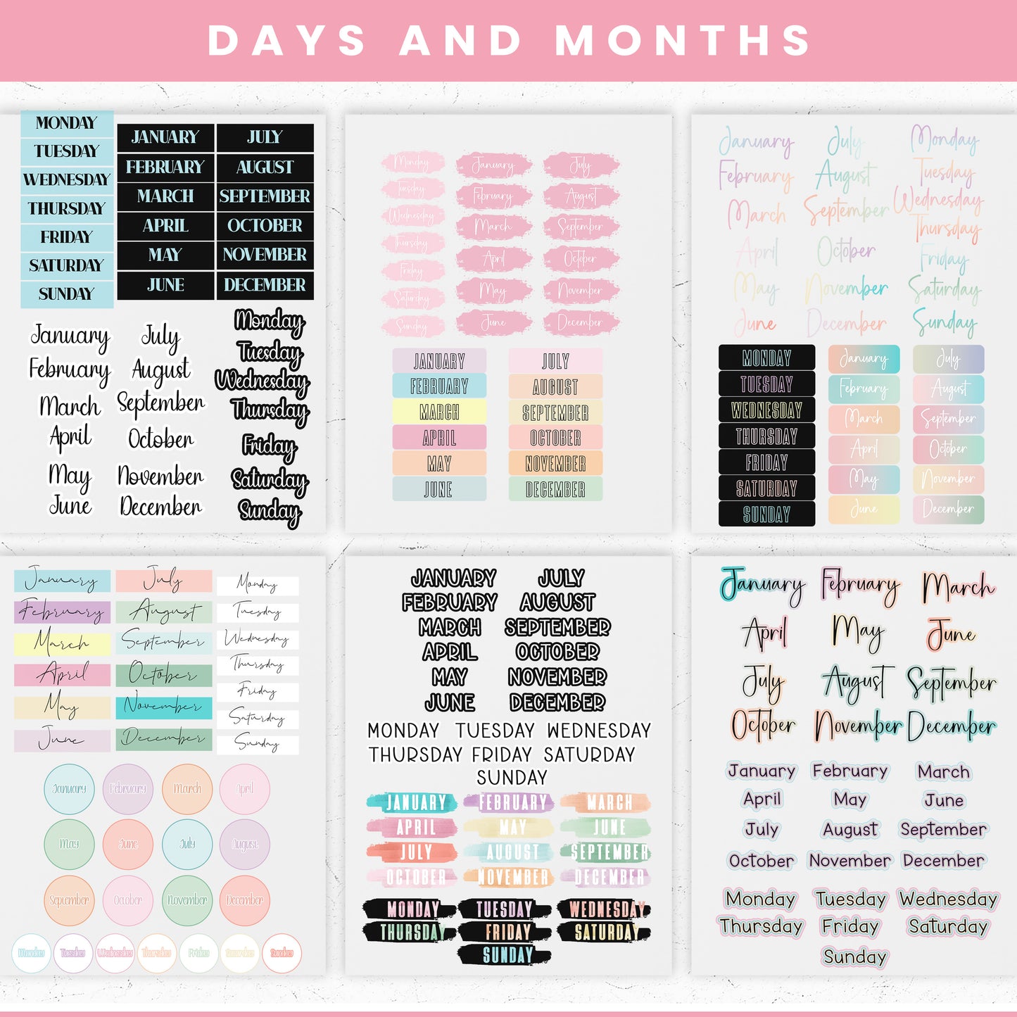 Days and Months Digital Stickers