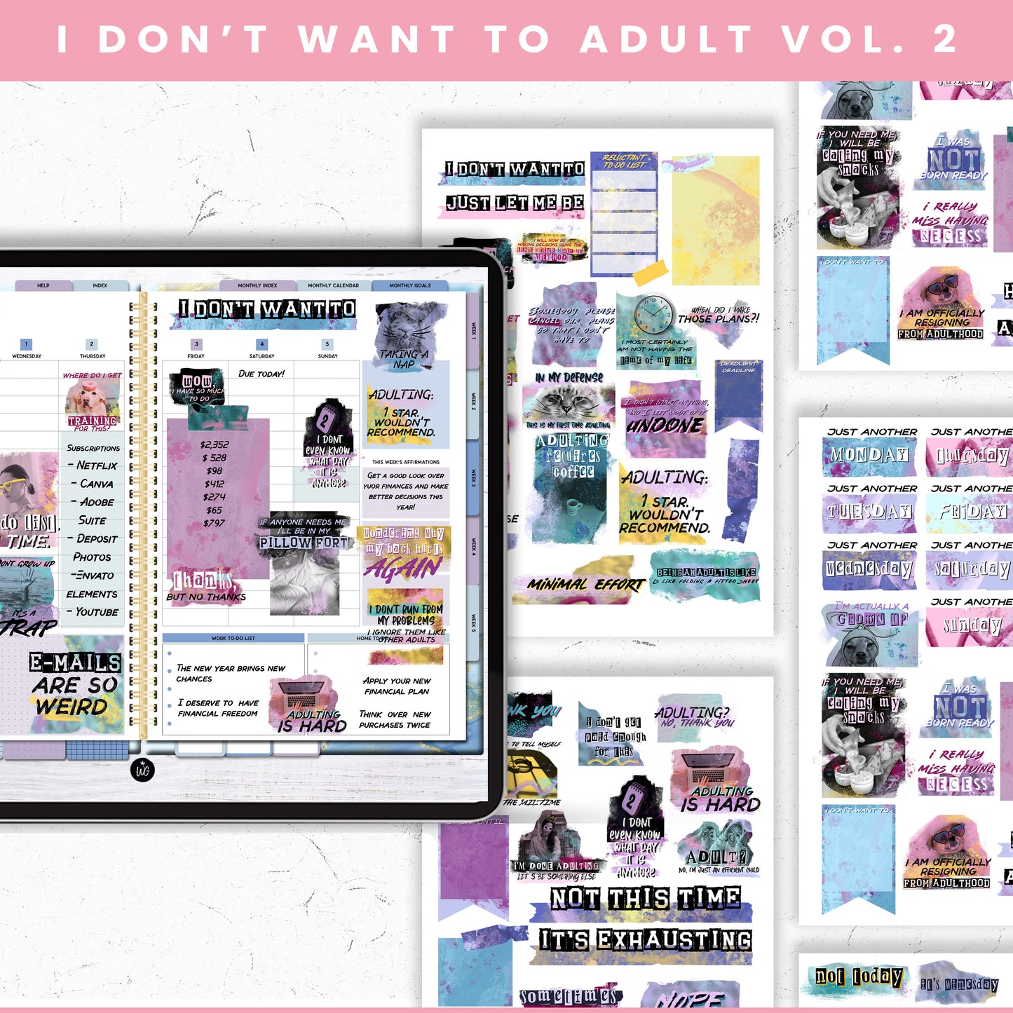 I Don't Want to Adult Vol 2 Digital Stickers