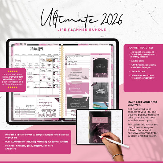 2026 Ultimate Life Planner in Liquid Pink