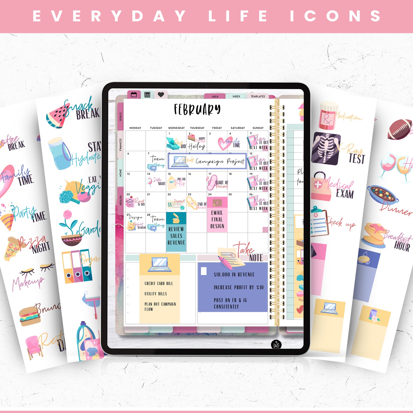 Everyday Life icons Digital Stickers